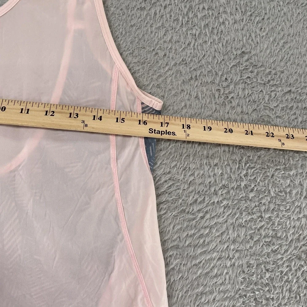 Lululemon Tank Top Womens‎ 10 Light Pink Sheer Overlay Geometric Back Yoga Gym